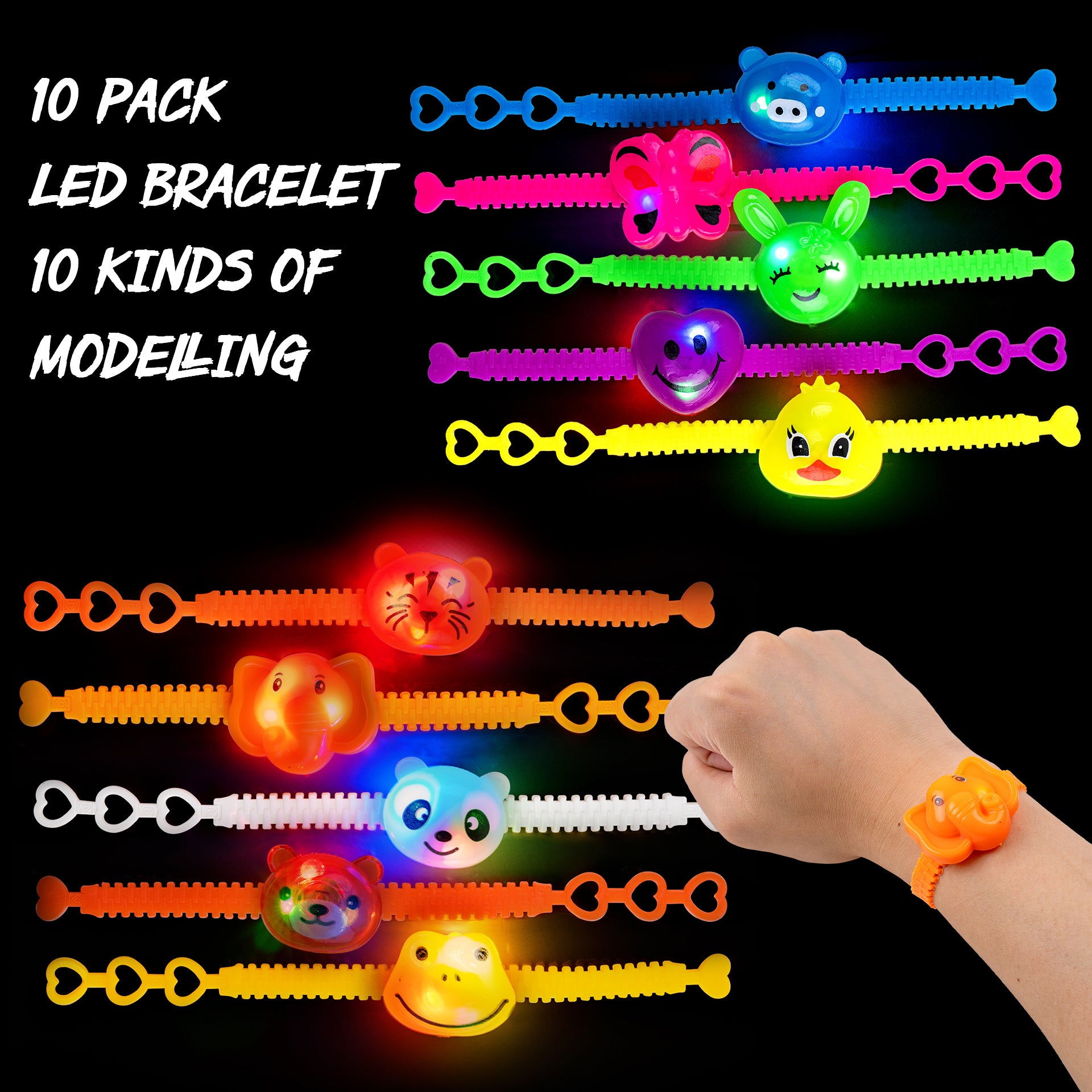 LED Bracelet Flashing Bangle Light-Up Wristband Glow Blink Party